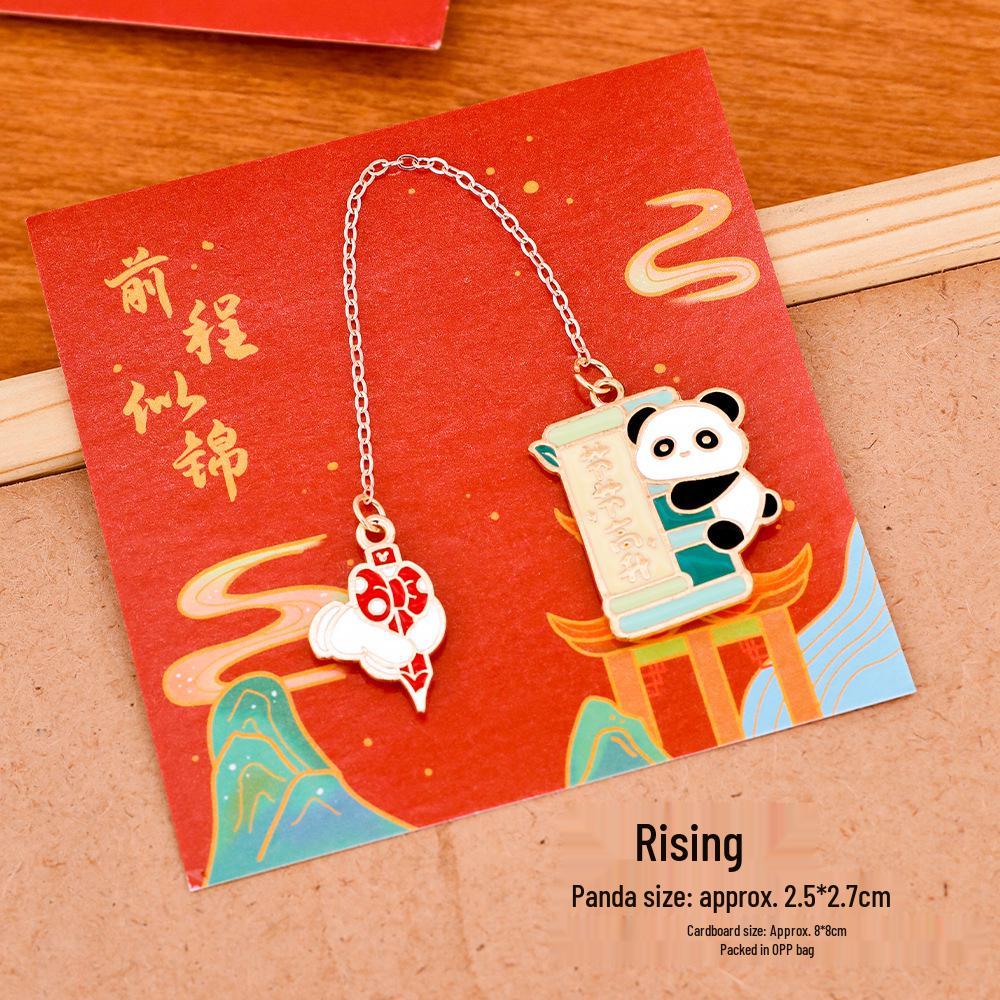 Motivational Panda Metal Bookmark for Graduation - Cartoon Gift Clip in Golden