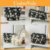 Large Capacity Canvas Makeup Bag With Embroidered Daisies For Daily Use And Travel