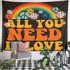 All You Need Is Love Rainbow Tapestry Wall Hanging Hippie Peace Sign Decor for Bedroom Living Room Dorm Gift