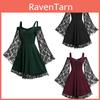 Eye-catching Women's Lace Floral Fancy Dress With Mid Skirt Perfect For Halloween And Dance Parties