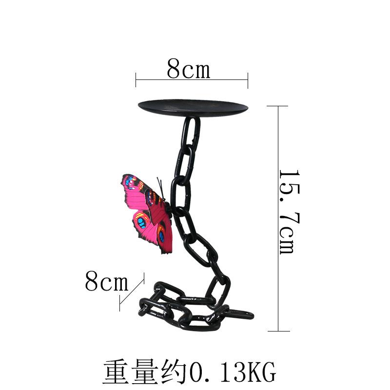 Matte Black Iron Pillar Candle Holder with Magnetic Butterfly Retro Decoration for Living Room, Creative and Interesting