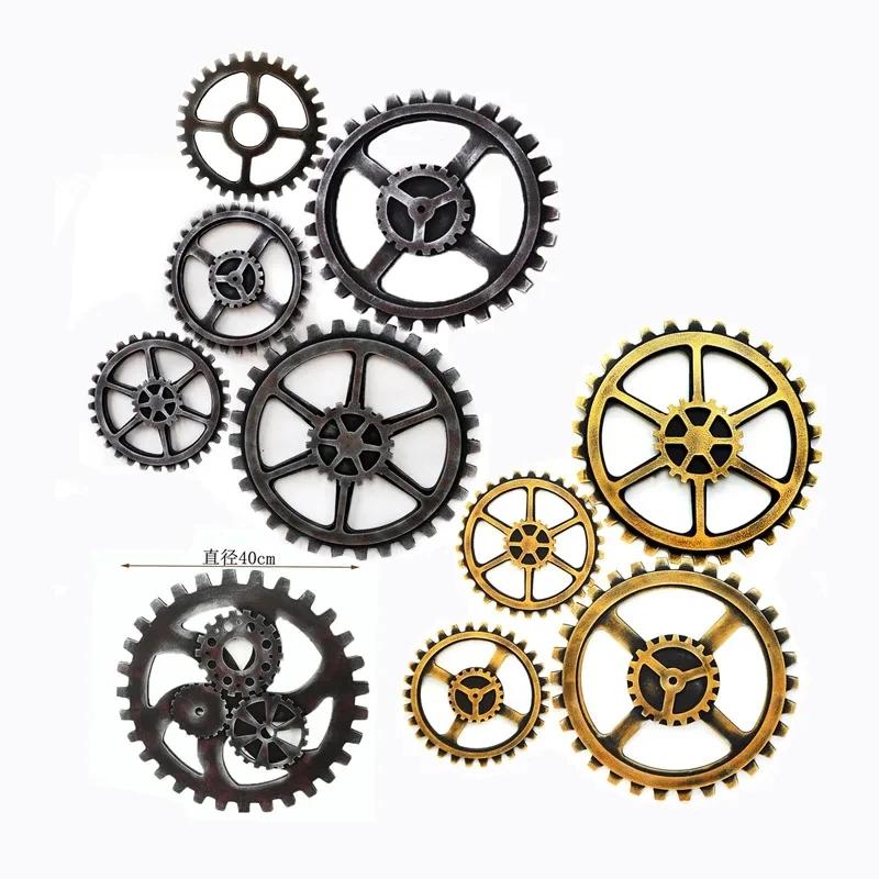 Vintage Zlaté Dřevěné Kolo Steampunkové Soukolí Socha Soukolí Retro Design Ozdoby Bar Pub Nástěnná Dekorace Ozubené Kolo Rustikální Dekorativní Dřevěné Řemeslo