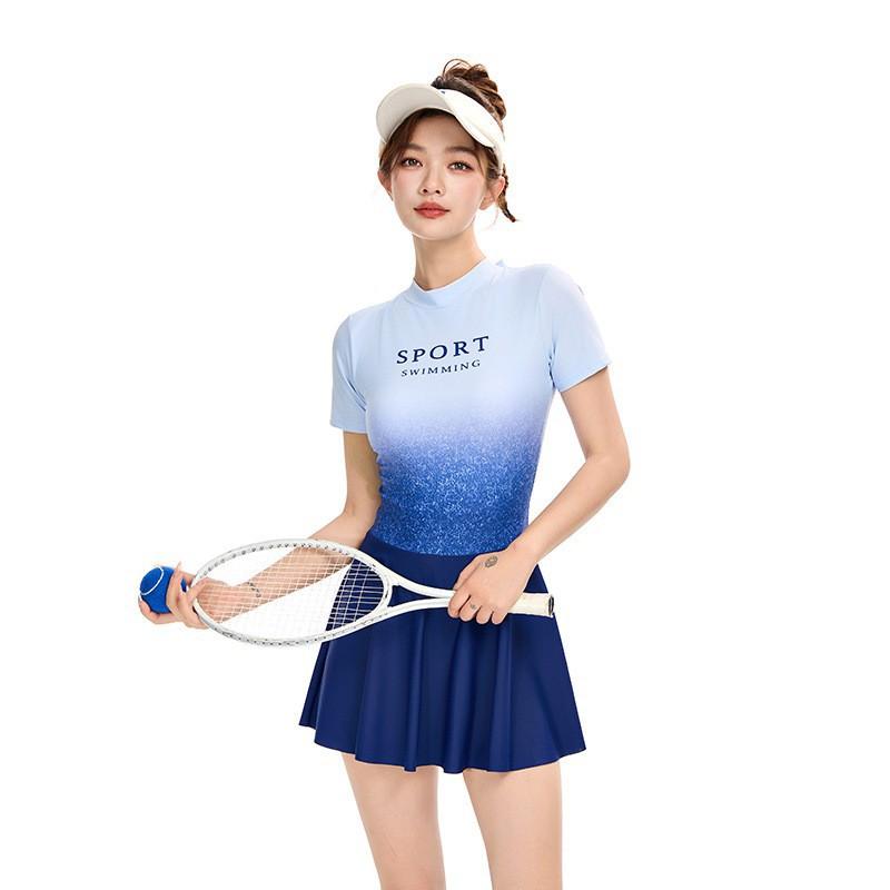 Swimsuit Women's One-piece Skirt Conservative Belly-covering Slimming Swimming Pool Hot Sports Large Size Suit