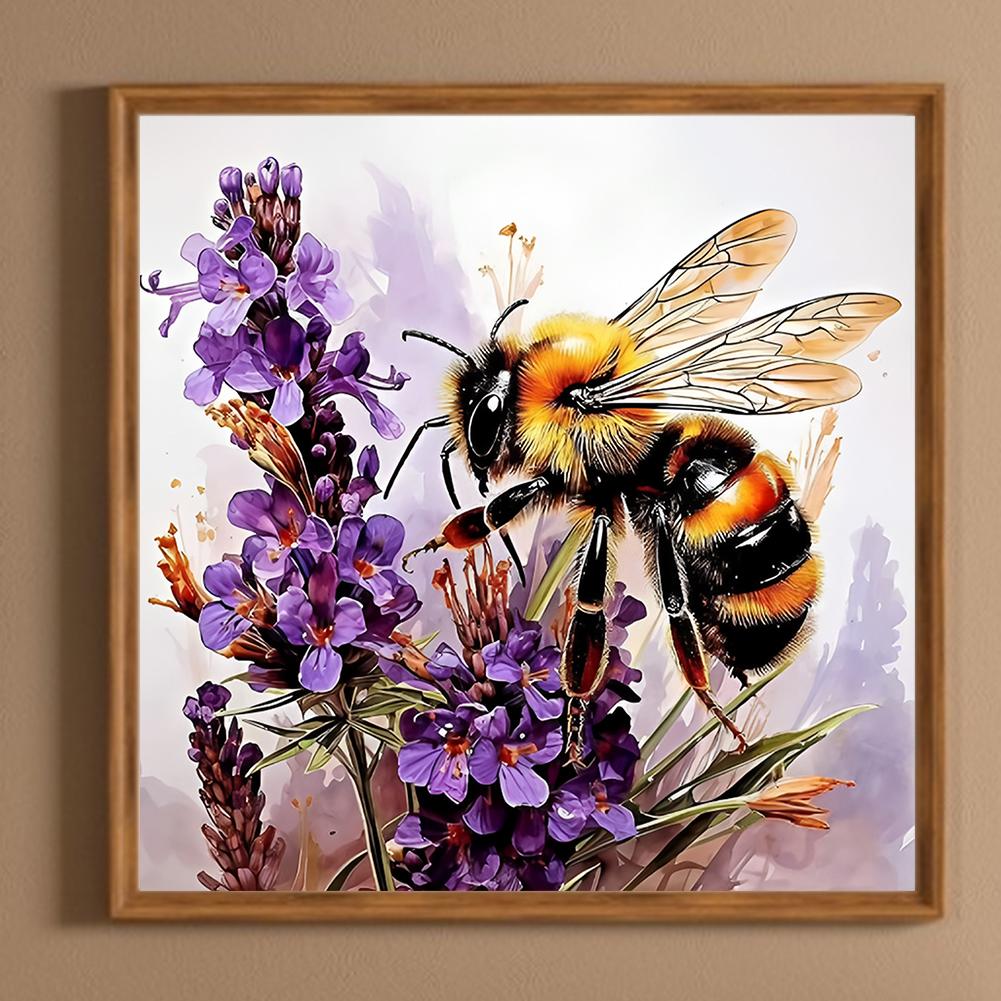 40x40cm Bee Flower 5D DIY Full Drill Round Diamond Painting Kit for Home Decor