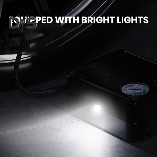 120W Portable Car Electric Air Pump Mini Tire Inflator 12V Portable Air Compressor Car Motorcycles Pressure Gauge Pump