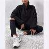 Autumn Winter New European and American Style Furry Fleece-Lined Women's Stand Collar Sweatshirt Casual