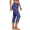 Women's High Waist Split Hem Capri Pants Casual Sporty Gym Workout Yoga Lounge Pants with Drawstring Waist and Side Pockets