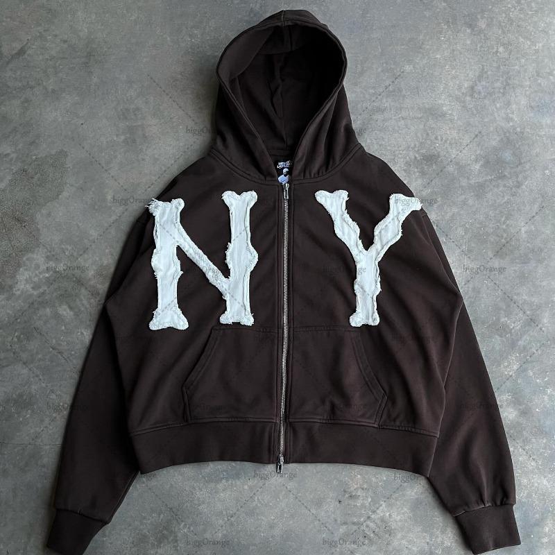 2024 Y2K Styl Vyšívaná Mikina na Zip - Unisex Evropský & Americký Top Bundy