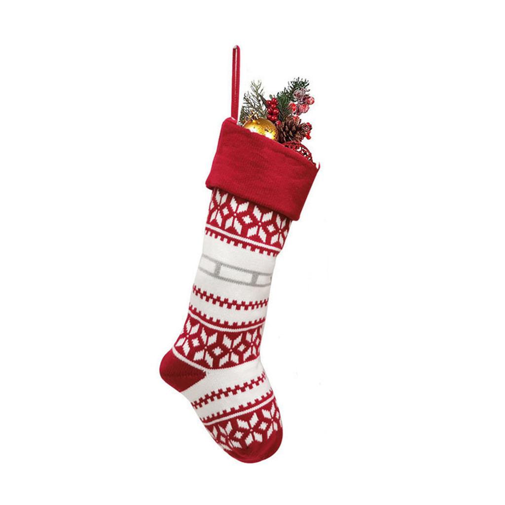 Christmas Decorations Wool Socks Red And Gray Elk Gift Bag Children's Gift Bag Knitted Christmas Socks
