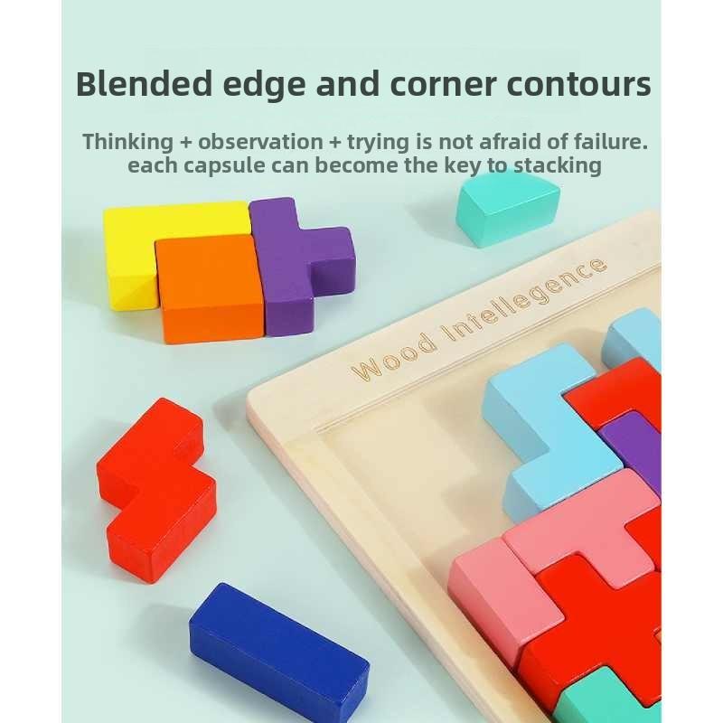 Tetris 3d Wooden Puzzle Toys For Kids Brain Training Educational Gifts Prop