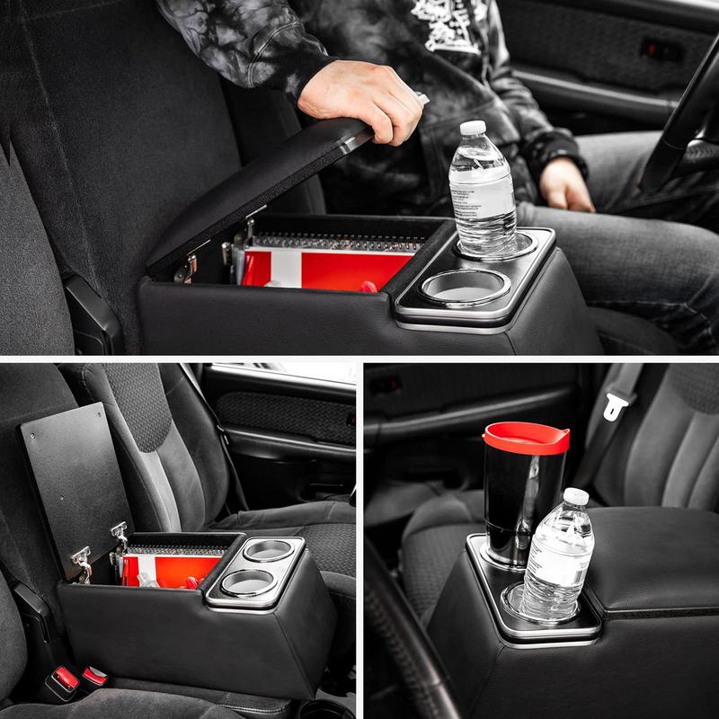 Car Rear Seat Armrest Storage Box With 2 Cup Holder Auto 2 Row Console Box Backseat Arm Rest For Car Interior Accessories