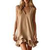 2026 foreign trade new European and American Internet celebrities popular Amazon cross-border V-neck sleeveless loose ruffle dress