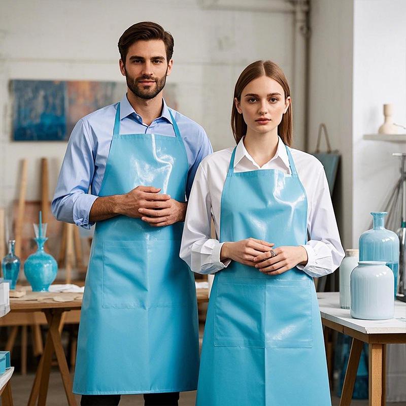 Multi-color Waterproof PVC Apron: Cross-border Neck & Waist Design, Custom LOGO, Dirt-resistant for Kitchen & Aquatic Cleaning