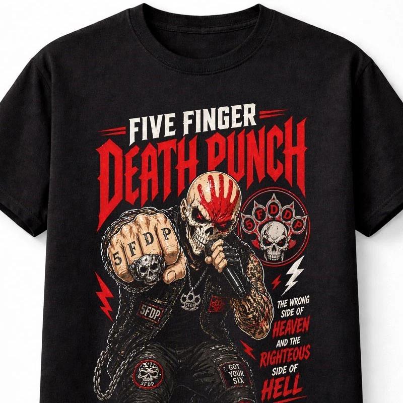 Five Finger Death Punch Metal Skull Graphic Wrong Side Heaven Unisex TShirt S