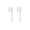 Cercei 925 Sterling Silver Long Drop Earrings with Pendant, Rhodium Plated, Hypoallergenic, 4 Cm, Silver