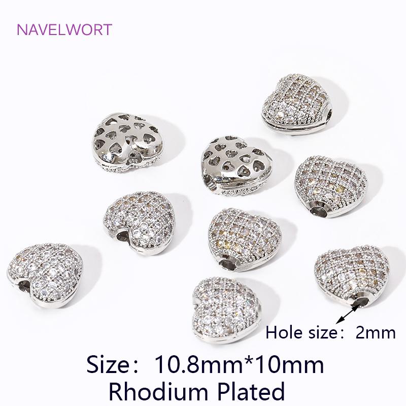 

Luxury 18K Gold Plated Brass Inlaid Zircon Heart Cutout Spacer Beads For Jewelry Making Supplies DIY Bracelet Making Accessories 2 pieces