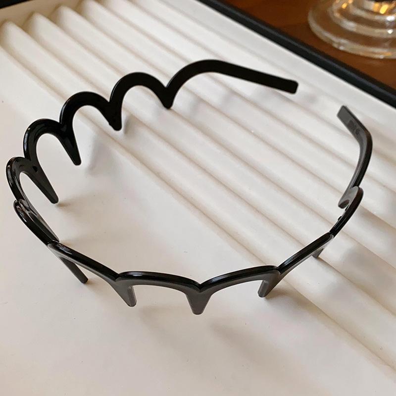 

Модные волнообразные смоляные янтарно-коричневые черные повязки на голову с длинными зубьями для женщин и девушек, не спадающие, два способа ношения, аксессуары для высокой макушки