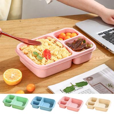 1000ML Matlåda Bärbar 3-Fack Bento-låda Återanvändbar Snacksbehållare för Skola Arbete Resor
