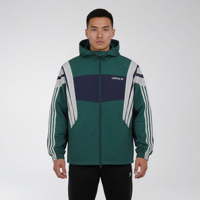 Adidas Men s Colorblock Woven Hooded Jacket A/L