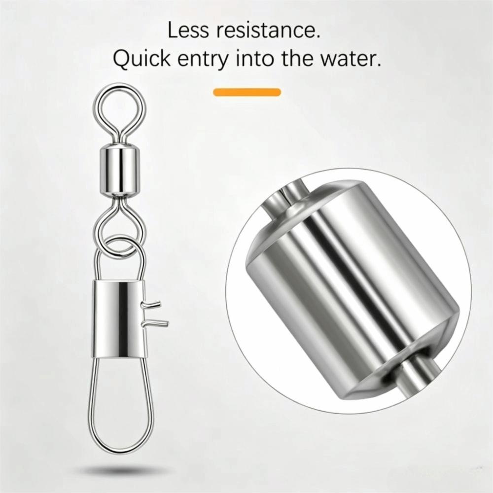 50pcs Stainless Steel Fishhook Lure Connector Steel Fish Interlock Snap Fishing Swivel  Fishing
