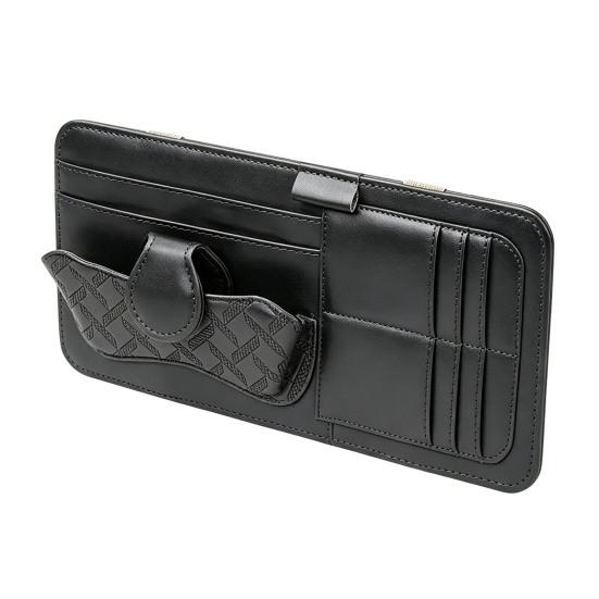 Leather Car Sun Visor Organizer Multi-Pocket Universal Car Accessory Wear-Resistant Car Storage Bag Safe Driving Design Quick Access for Cards