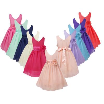 ילדים בנות שמלת נסיכה V צווארון V פרח שמלת טוטו תחרות שמלת נשף ג'וניור שמלת ערב לשושבינה שמלת ערב