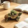 Small Turtle Planter Resin Turtle Shaped Flower Pot with Drainage Holes Cute Animal Cacti Pots for Office Home Desktop Decor