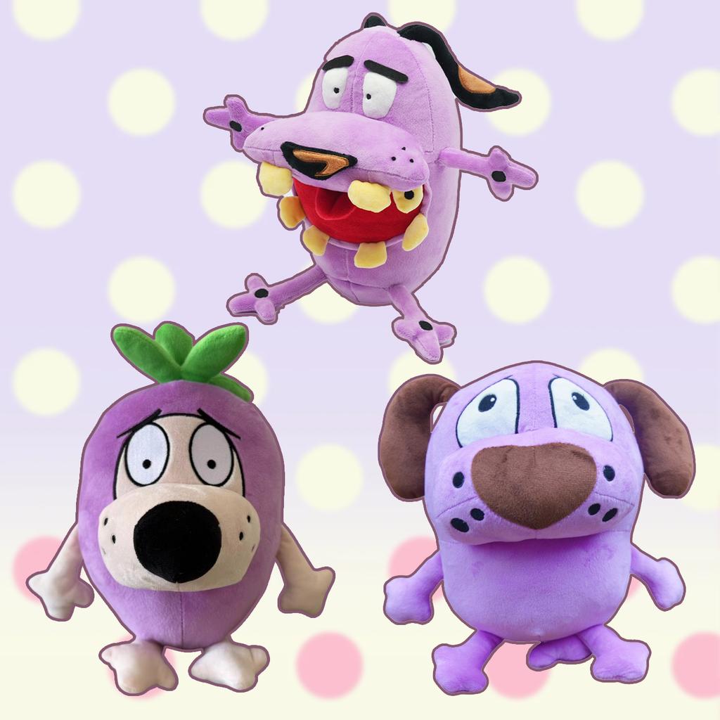 New Courage the Cowardly Dog Plush Toys Funny Purple Dog with Yellow Teeth Stuffed Doll Animal Plushie Room Decor Birthday Gift