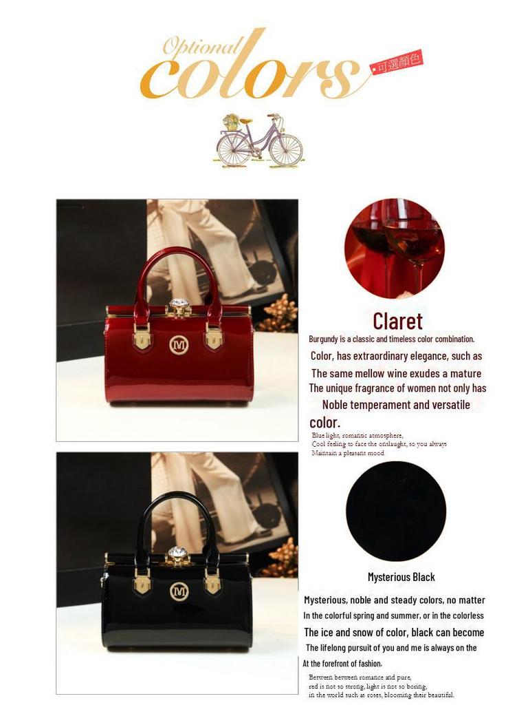 2024 Women's Rhinestone Clip Shoulder & Hand Bag – Stylish Pillow Shape In Bright Leather