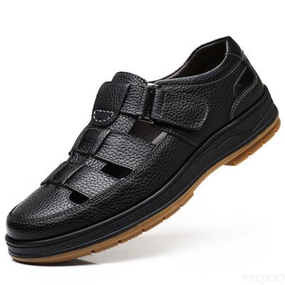 Klassische Sandalen Männer Echtes Leder sandaliasHollow Out Casual Schuhe Bequeme Solide Outdoor Herren Schuhe zapatos hombre