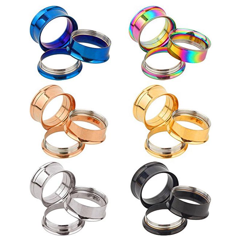 2X 316L Steel Body Piercing Jewelry Double Flares Screw Ear Expander Flesh Tunnel Plugs Ear Gauges