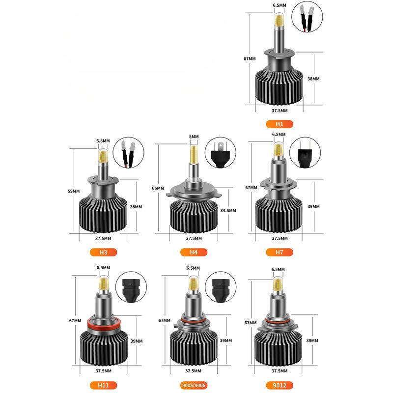 

Светодиодные фары высокой мощности с 360-градусным восьмисторонним свечением, полная мощность 55 Вт, без тени, светодиодные фары без диммирования 9012 темно-серого