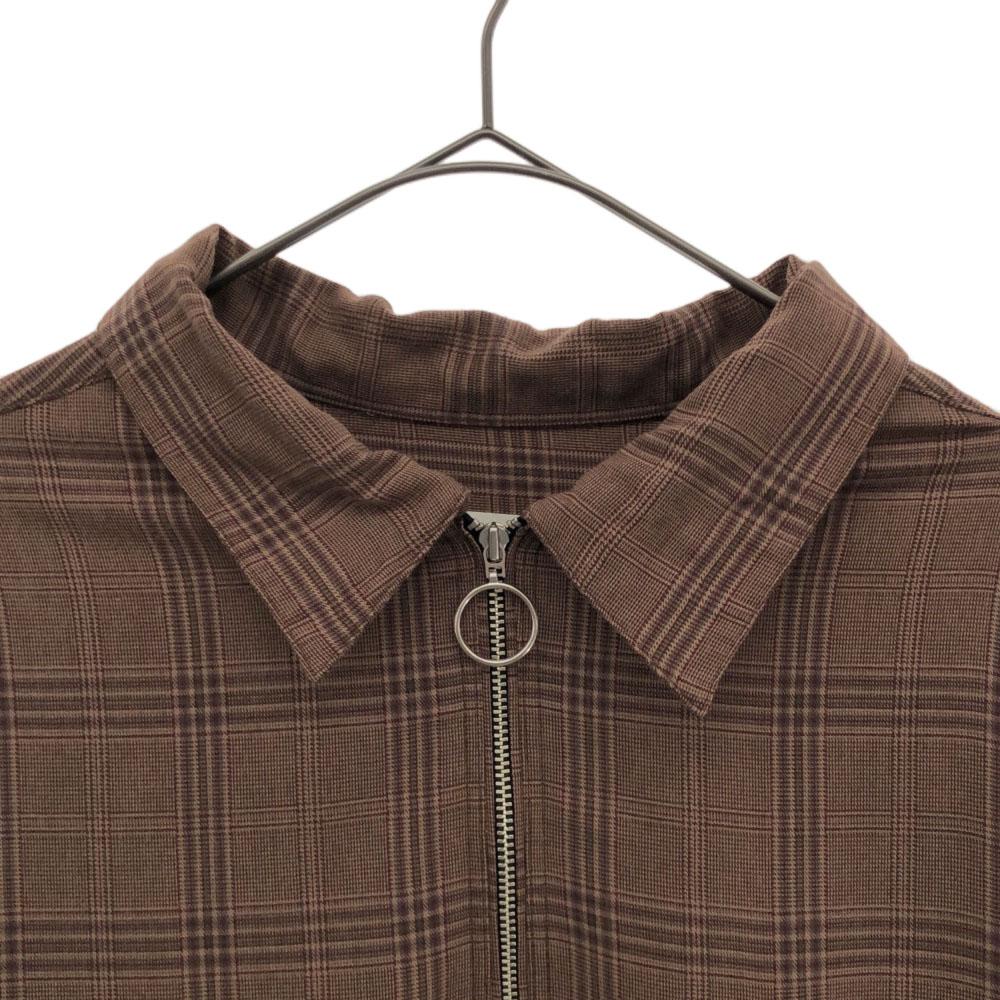 LIDNM Check Pattern Long Sleeve Half Zip Shirt L Brown Men's Used