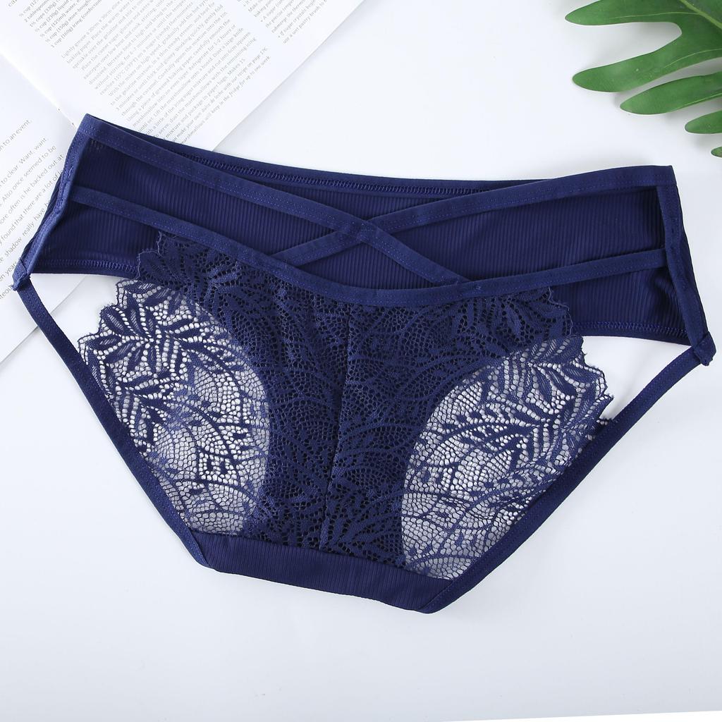 Erotic Panties Sexy Briefs Women Butt Lift Mid Waist Racerback Hollow Out Lace Women's Lingeries Boudoir Breathable Ice Silk Underwear