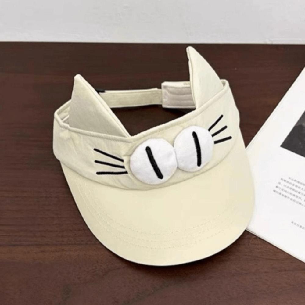 Big Eyes Cat Cat Ears Visor Cap Quick-drying Empty Top Cap Cute Sun Visor Women Summmer