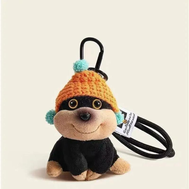 Original DIY Honeybee Puppy Plush Keychain, Cute Girl Bag Pendant, Lovely Small Doll Backpack Charm, Schoolbag Decoration Gift