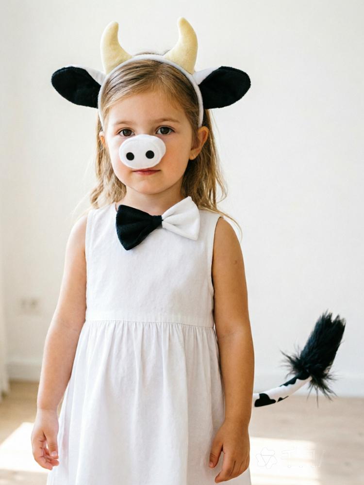 Umorden Child Adult Animals Lion Tiger Donkey Milk Cow Costume Accessories Ears Nose Tail Gloves Set