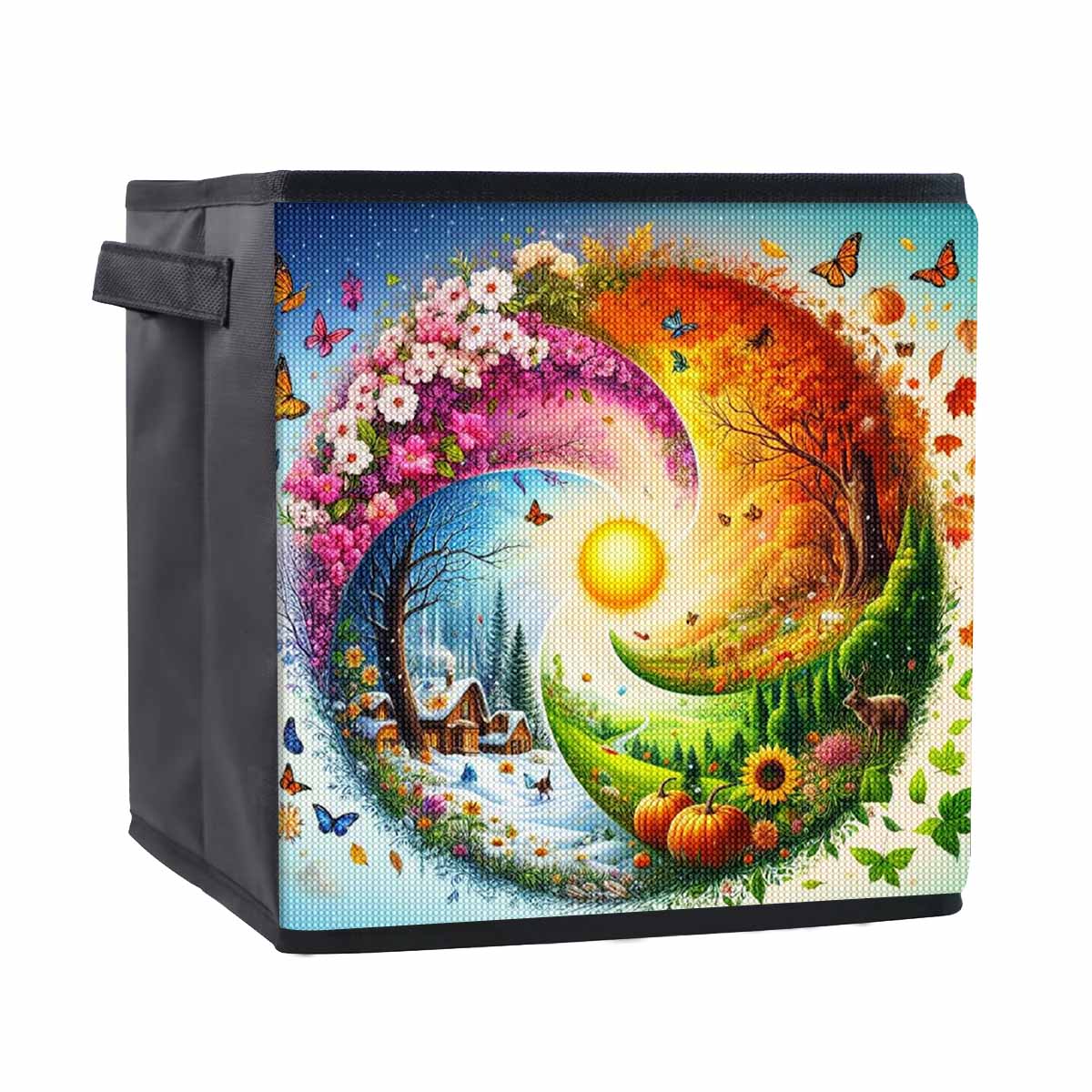 

The Four Seasons Taiji Diagram 5D Diamond Painting Storage Basket Full Round Drill Mosaic Diamond Embroidery Cross Stitch Kits Home Decor Home Decor 25cmx25cm
