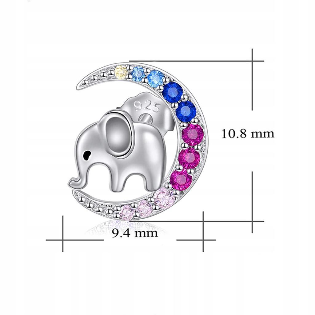 Fraise Earrings Elephant On The Moon S925 With Colored Zircons