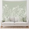 Sage Green Floral Wildflower Tapestry Flowers Plants Botanical Botany Spring Herbs Wall Hanging Natural Watercolor Home Dorm