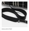 Women's Canvas and Genuine Leather Tote Bag Plaid Design Top Grain Cowhide Shoulder Handbag for Everyday Use Black and White
