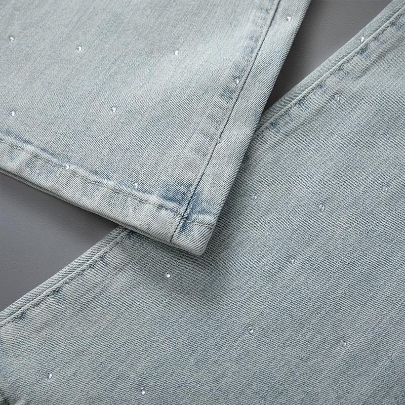 Women's Washed Micro Flare Jeans with Rhinestones