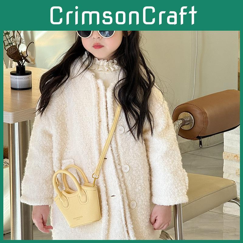 Pu Leather Chic Mini Water Bucket Bag For Kids In Adorable Colors Outings Daily