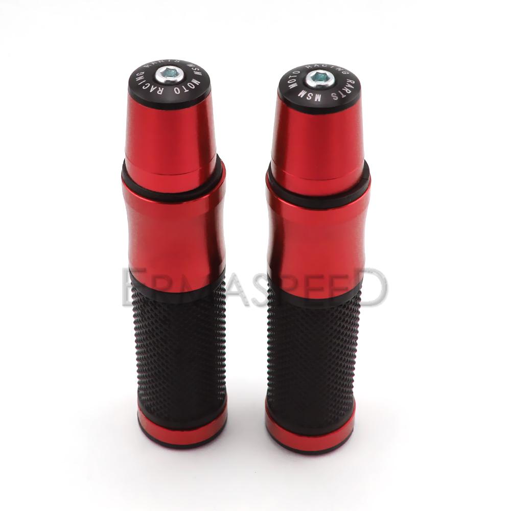 Pair of 7/8" 22mm Motorcycle Hand Grips With Bar End Plugs CNC Aluminum & Rubber Handlebar Grips For Motocross Pitbike