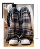Women's Plaid Velvet-Lined Wide-Leg Pants - Autumn/Winter 2025 Retro Style