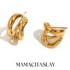 MamacitaSlay 15mm Three-Layer Irregular CC Hoops High Quality Stainless Steel Earrings Luxury Jewelry Accessories for Women