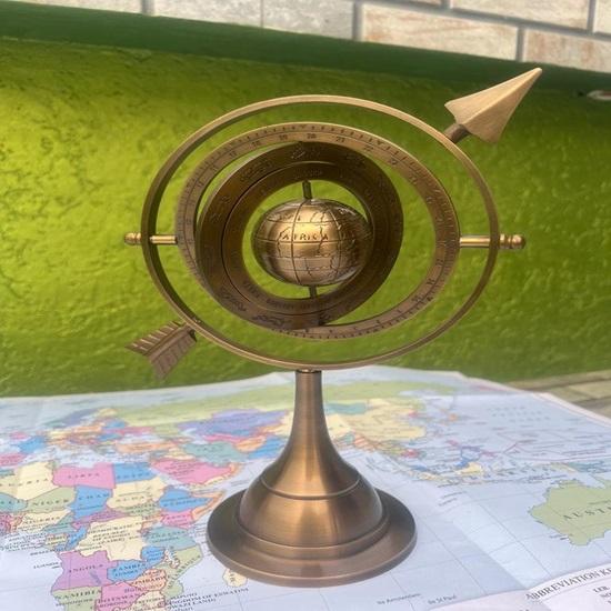 26.67 Cm Brass Armillary Sphere Style Celestial Globe-Astrolabe Navigation Decor Educational Desk Ornament Nautical Graduation, Birthday Gift