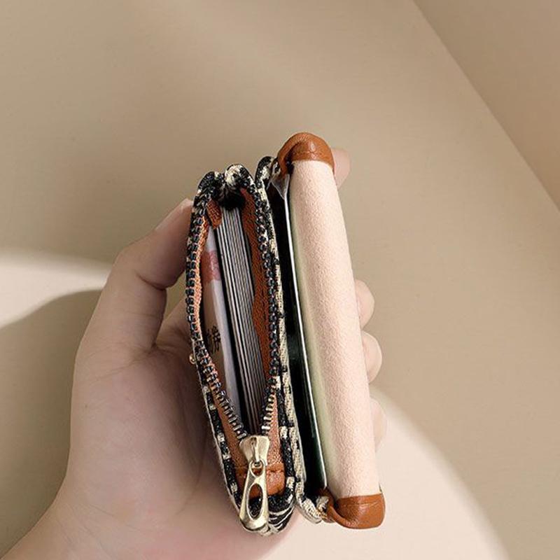 Mini Square Plaid Canvas Lipstick Makeup Bag Plaid Coin Wallet Large Capacity Storage Bag