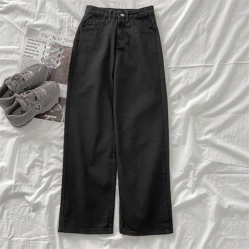 Hong Kong Style Loose Wide-Leg High Waist Jeans for Women (2025 Slimming, Petite, Summer) Large