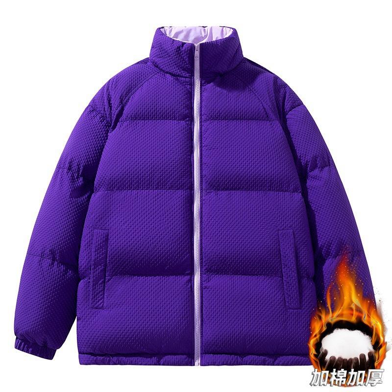 Winter Warm Thickened Bread Clothes Couple Young Handsome Cotton-padded Clothes Cotton Clothes Solid Color Stand-up Collar Versatile Jacket Tide